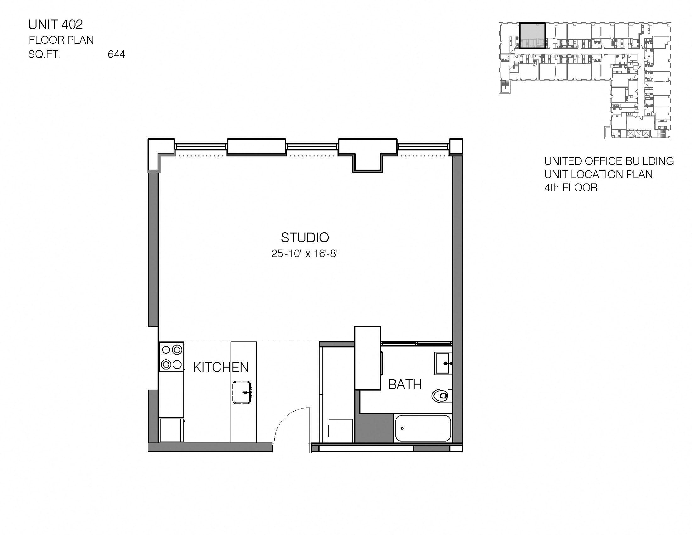 402 Floor Plan at Market District Lofts, 2012 W. 25th St, Cleveland, OH